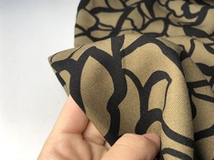 Twillvævet viscose - skønt mønster i army og sort